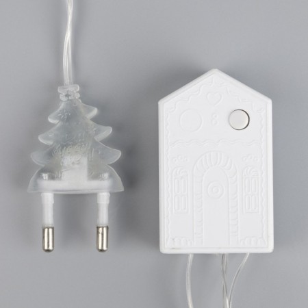 Garland “thread” 4 m with nozzles “ball with ornament”, IP20, transparent thread, 20 LED, white glow, 8 modes, 220 V-5