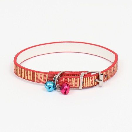 Collar "shiny strip", artificial leather, 31 x 1 cm, mix of flowers-1