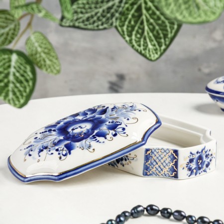 Great box, 15 x 9 x 5 cm, gzhel, cobalt-2