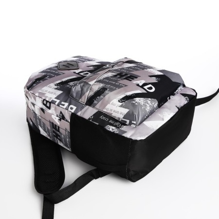 School backpack from textiles on a zipper, 3 pockets, black/gray color-4