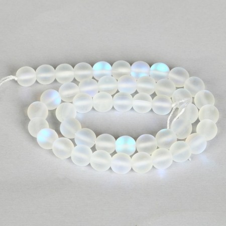 Busins ​​made of natural stone "Cat Eye", set 46 pcs., Size 1 pc. - 8 mm, matte white-2