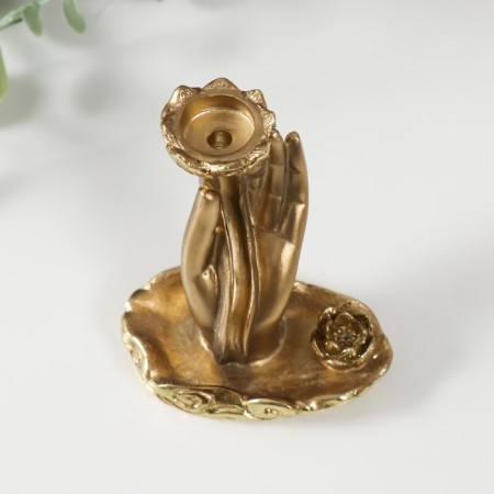 Bowing stand Polystone "Flower in hand" 7x5.5x9 cm-6