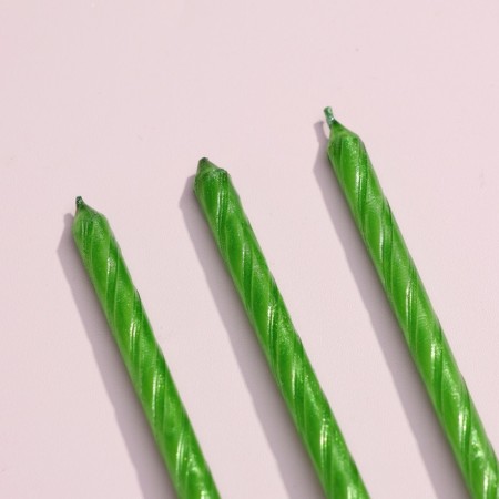 Candles for the cake "Classic" with a stand, 13 cm, 6 pcs, green-2