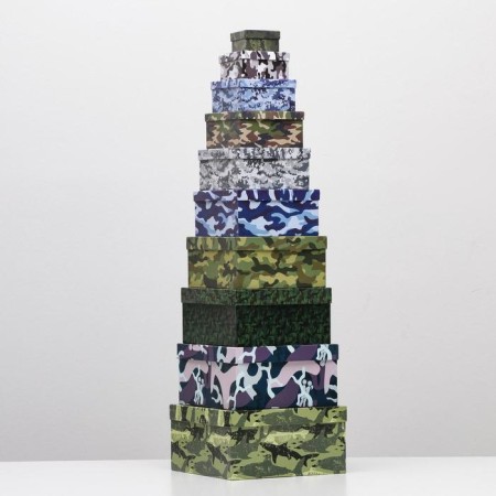 A set of boxes 10 in 1 Militari 2, 25.5 x 25.5 x 13 - 7 x 7 x 4 cm-2