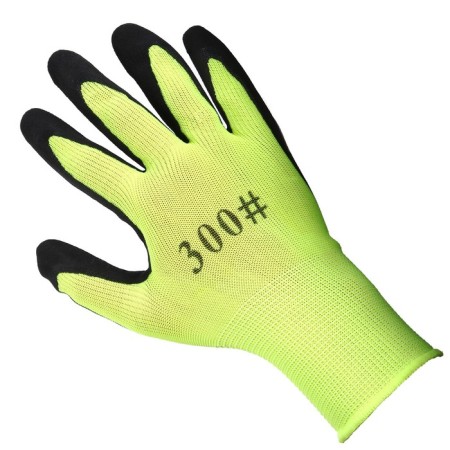 Fishing gloves, rubber, lime color-3