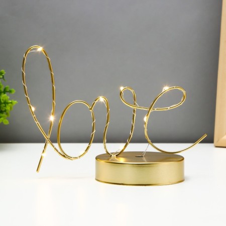 Nightlight "Love" LED from batteries 3haa gold 9.5x23x17.5 cm Risalux-1