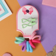 Caramel hair set (10 elastic bands 1.5 cm, 2 clamps 3 cm) hearts, green