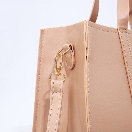 Bag Female Tout with zipper, beige color-4