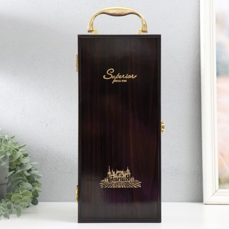 Casket Wood for a bottle "Corona - Crown and Lions" Dark Tree 3 objects 15x11x35 cm-1