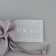 Suede bag “for you”, gray, embossing, 9 × 12 cm