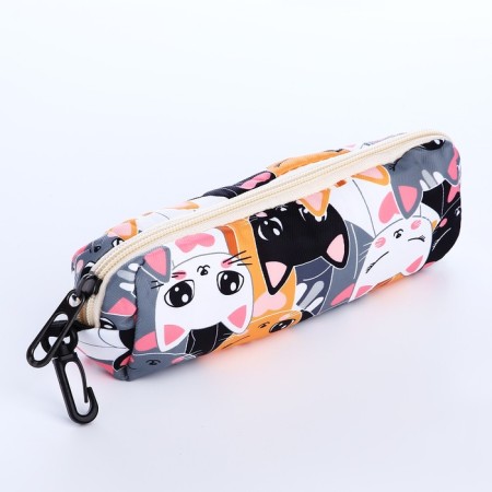 School backpack from textiles on a zipper, 3 pockets, pencil case, colorful color/orange-8