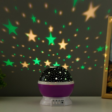 The night designer "Starry sky", rotation, (4AAA or USB) violet. 12*10 cm Risalux-7