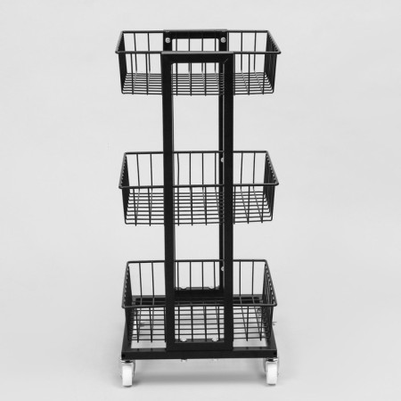 Strack Trade Universal Folding 3 baskets, on wheels, 35 × 35 × 76 cm, black color-2
