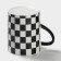 Ceramic mug with a spoon "Abstract", 400 ml, black and white color