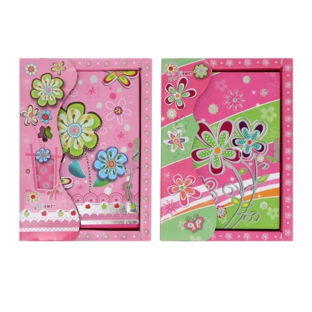 Notebook in a gift box, on a lock, A6+, 50 sheets, line "Flowers", mix