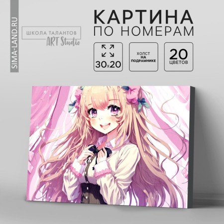 Picture on numbers with a subframe "Girl in a shirt", 20 x 30 cm