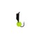 Mormyshka column black, red eye + ball lime, weight 0.6 g