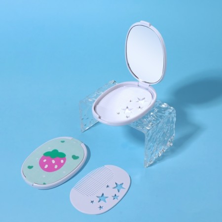Folding mirror "strawberries", with a comb, 6.5 × 9.5 cm-7