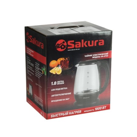 Electric kettle Sakura SA-2723WG, glass, 1.8 l, 1800 watts, backlight, white-5