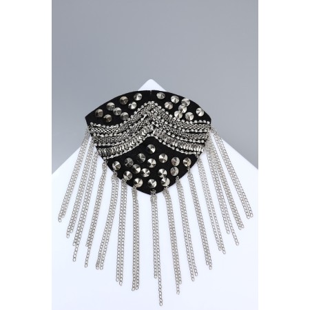 Brooch "Epipol" chains, white-black color in silver