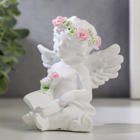 Polystone souvenir "Snowty angel in a wreath of roses" MIX 8.8x8.3x5.2 cm-4