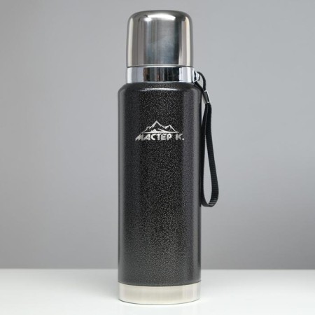 Thermos, 1 l, the journey "Master K.", with a circle, retains heat 48 hours, black