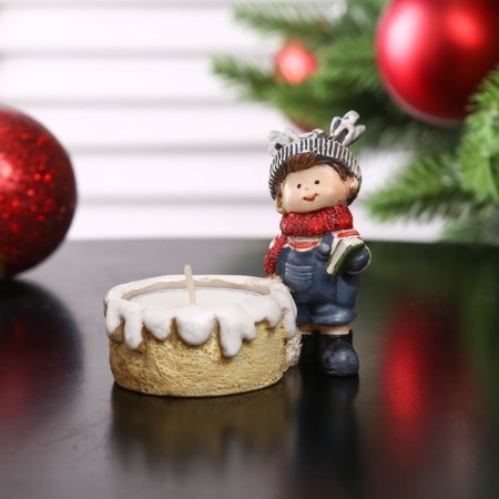 Souvenir Polystone SPRISE with a candle "Boy/Girl in a hat-star" MIX 7.2x8x5.2 cm-1