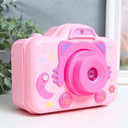 Casket Musical Mechanical Light "camera - cat" pink 10.5x12.5x16 cm-1