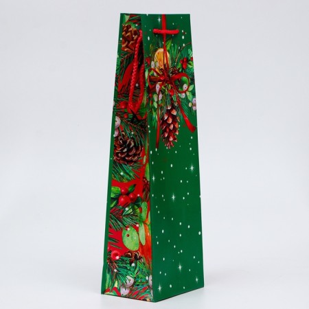 New Year. New Year's gift package for a bottle, packaging "bump", 12 x 36 x 8.5 cm.-1