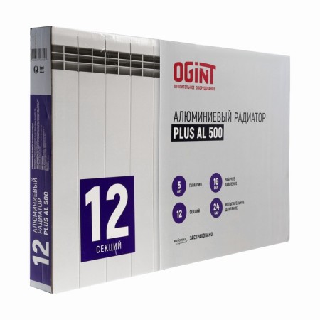 Aluminum radiator Ogint Plus Al, 500 x 78 mm, 12 sections, 1476 watts-1