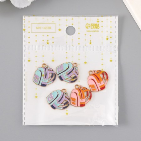 Decor for creativity Metal "School backpack" enamel mix 2x1.8 cm-3