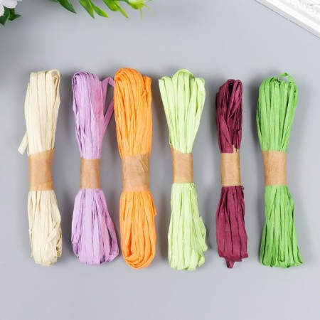 Yarn 100% cellulose "Rafia" set 12 pcs, 10 meters mix 22x14 cm-1