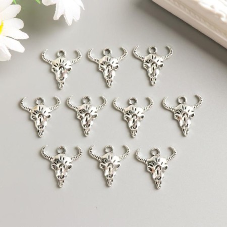 Decor for creativity Metal "Buwol Skull" silver 2.1x2 cm-1