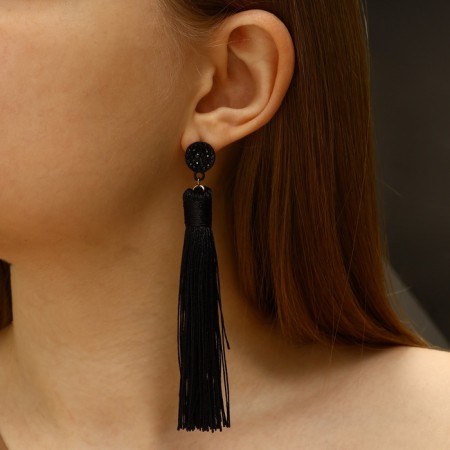 Earrings "Brushes" harmony, black color, l brush 8.5 cm-3