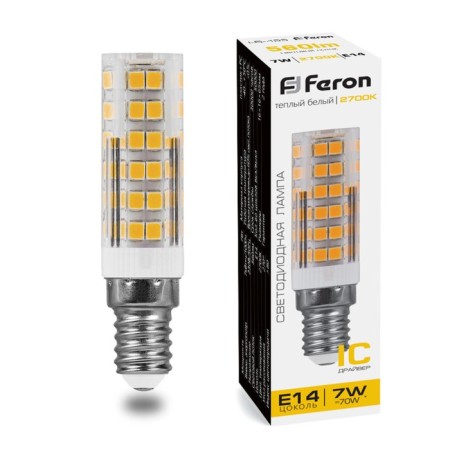 LED lamp Feron, E14, 7 W, 175-265 V, white warm light