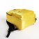 A backpack with a zipper, an outer pocket, yellow color