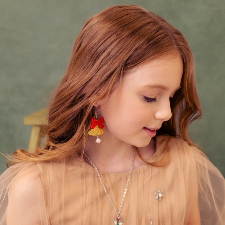 Acryl Earrings "Bells" with bows, the color of the red-gold in silver-1