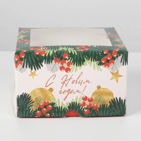 Box for Capcakes "New Year's Gift" 16 x 16 x 10cm, New Year-2