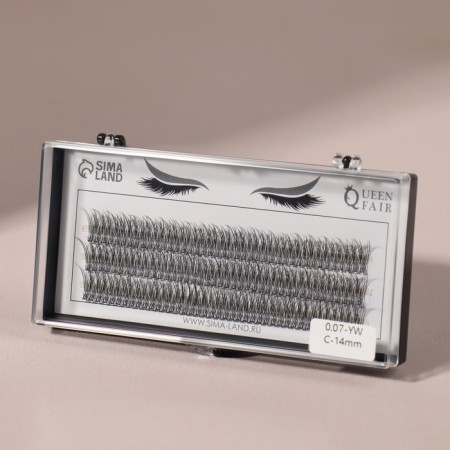A set of overhead eyelashes "Lastochkin tail", bundles, 14 mm, thickness 0.07 mm, bend C, 12 D-2