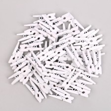 A set of clothespins for decor 50 pcs., White - 2.5 cm