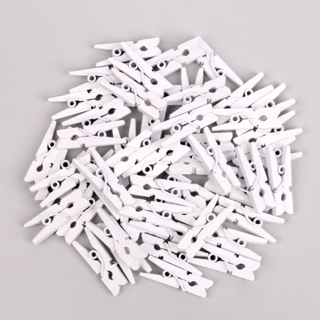 A set of clothespins for decor 50 pcs., White - 2.5 cm
