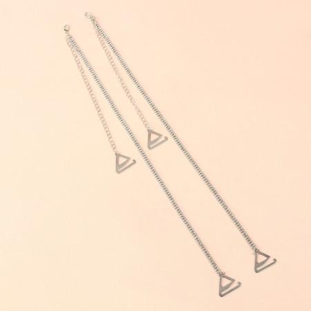 Decorative straps with rhinestones, metal fittings, 4 mm, 45 cm, steam, silver color-2