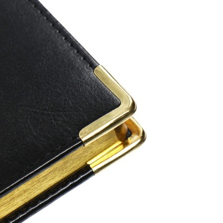 Diary of a low -up A5+, 136 sheets of Sidney Nebraska, solid cover, artificial leather, gold cut, golden corners, black-3
