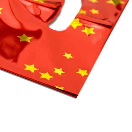 Gift, metallized package, "stars" red 17x25 cm, 20 microns 10pcs set-2