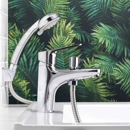 BOOU B8282-1V shell mixer, single-leaf, shower watering can and hose, chrome-3