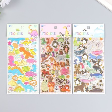 Plastic sticker "Animals and underwater world" with gold stroke mix 10.3x22.5 cm-1