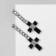 Earrings with rhinestones “crosses” chain, white-black color in silver