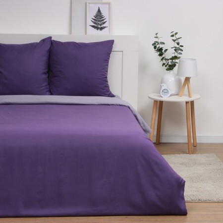 Bed linen Pavline 2SP Dark violet+gray 175x215, 180x215, 70x70cm 2pcs Polisatin 70g/m, polyester 100%