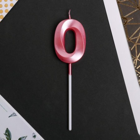 Candle for the cake, number "0", pink.-2