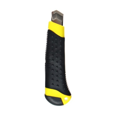 Chancellery knife 18 mm Plastic with met., Director, latch, rubberized mix in blister-3